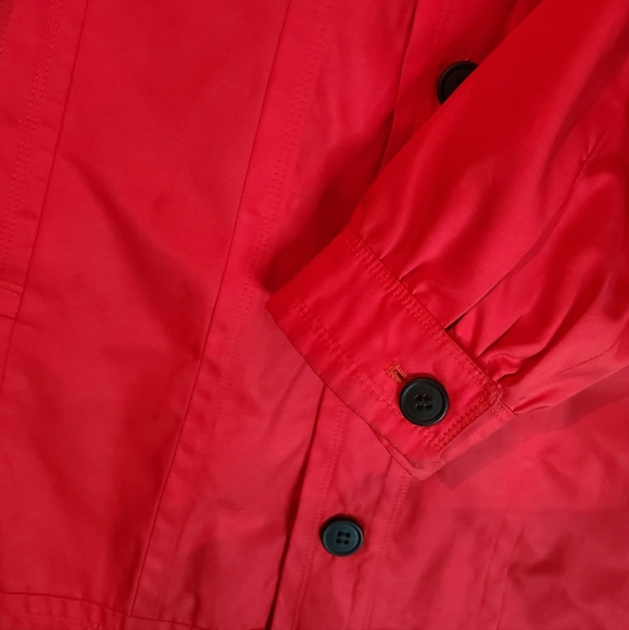 Mark of New York Woman's Long Sleeve Button Down Coat, Size: Medium Color: Red - Picture 6 of 11